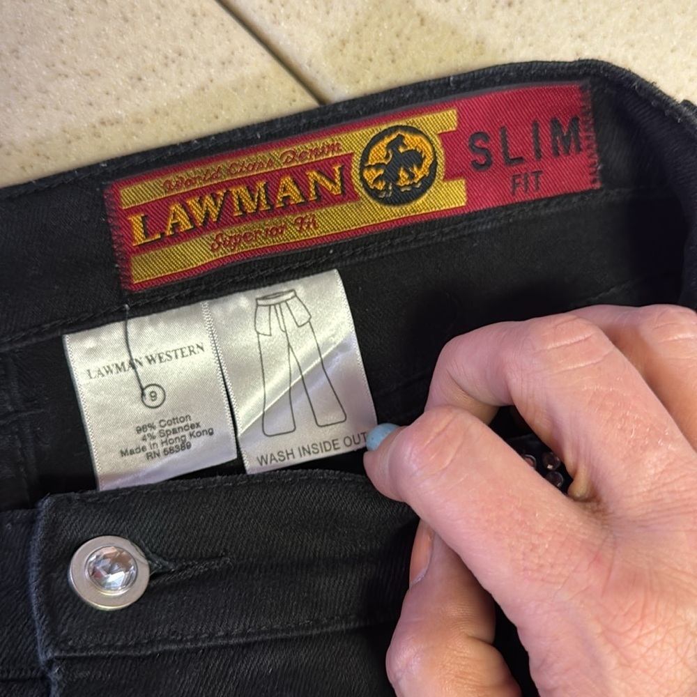 Lawman western style black jeans rhinestone size 9 - Picture 5 of 5
